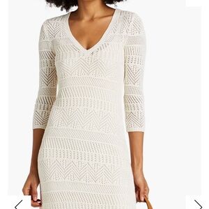 Rag & Bone Renee Pointelle Cotton Blend Midi Ivory Dress